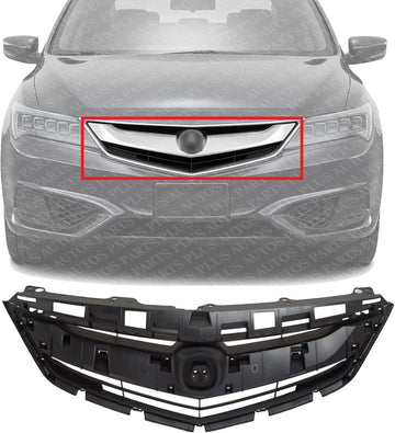 Front Grille Assembly Textured Shell and Insert Plastic Direct Replacement Compatible With 2016-2018 Acura ILX AC1200129 71121TX6A51