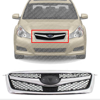 Front Grille Chrome Shell With Black Insert Plastic Direct Replacement Compatible With 2010-2012 Subaru Legacy SU1200142 91121AJ03B