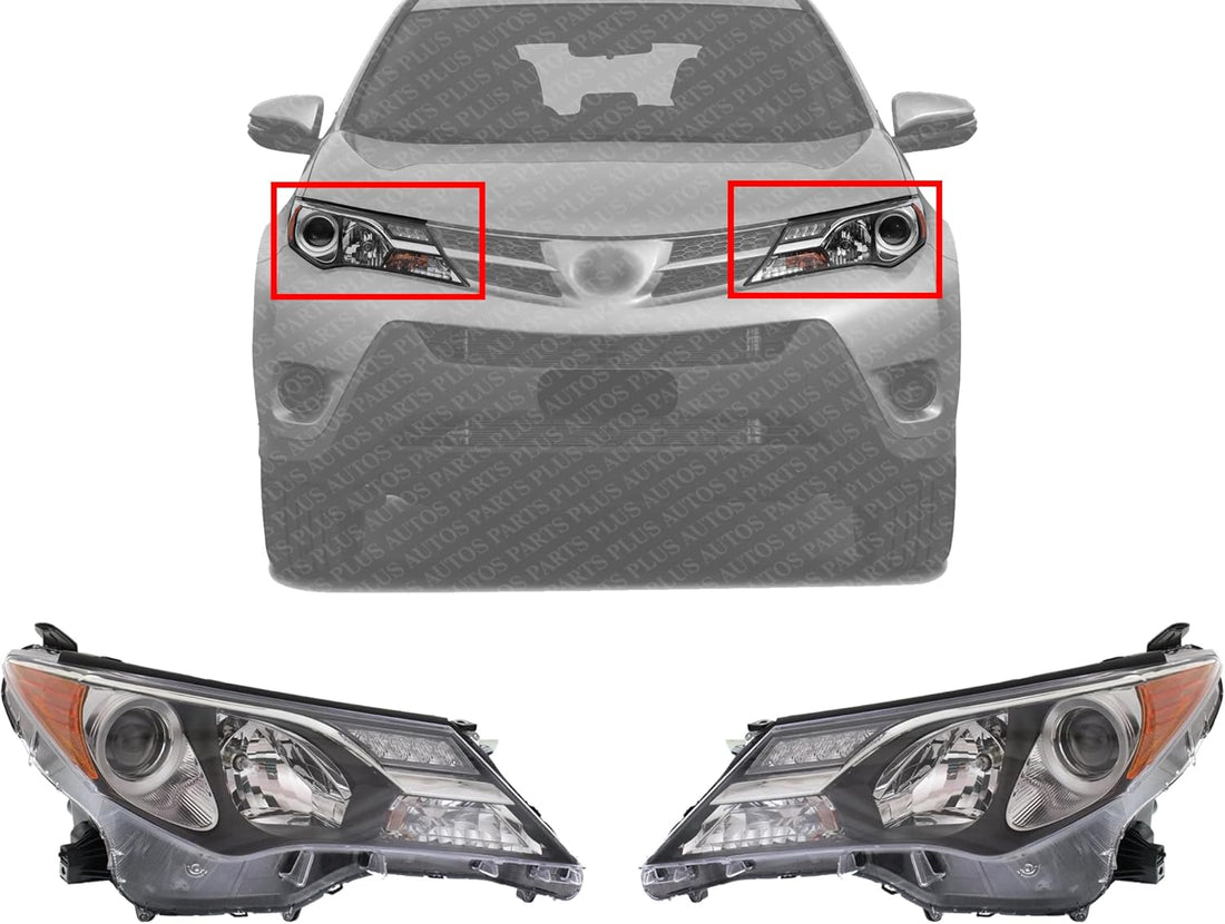Set Of 2 Front Head Light Assembly Left Driver & Right Passenger Side Direct Replacement Compatible With 2013-2015 Toyota RAV4 TO2503217 TO2502217 811100R042 811500R042