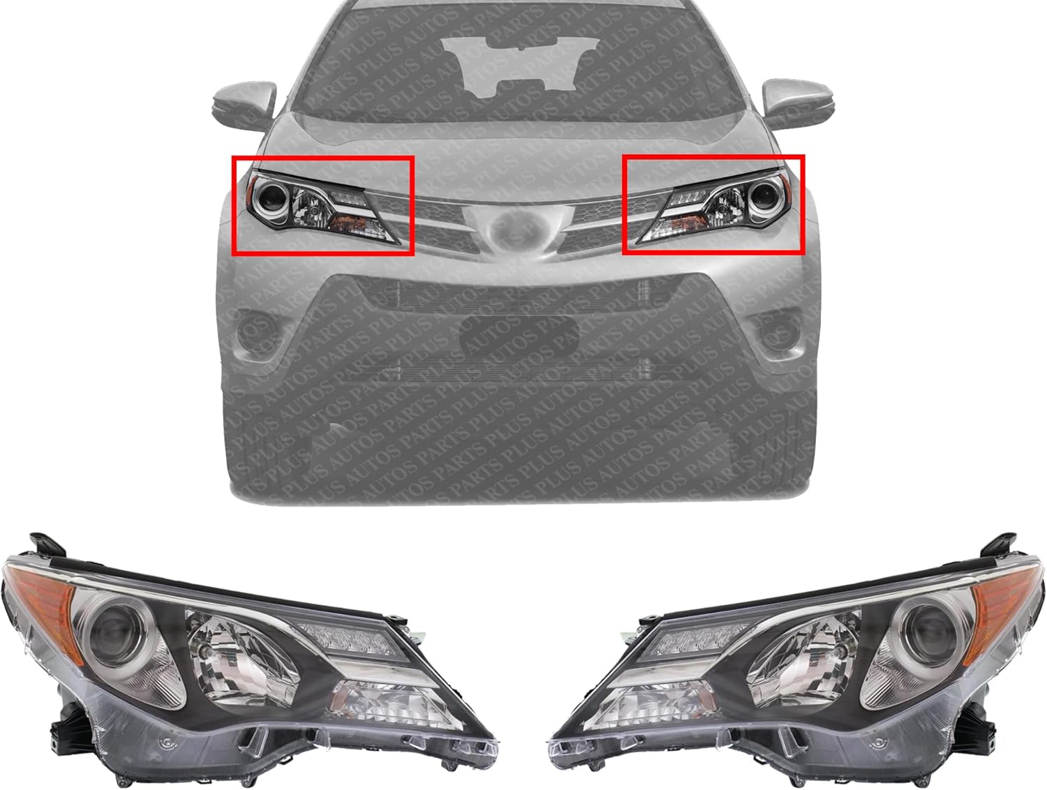 Set Of 2 Front Head Light Assembly Left Driver & Right Passenger Side Direct Replacement Compatible With 2013-2015 Toyota RAV4 TO2503217 TO2502217 811100R042 811500R042