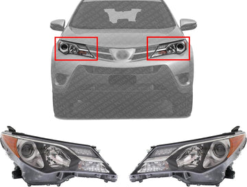 Set Of 2 Front Head Light Assembly Left Driver & Right Passenger Side Direct Replacement Compatible With 2013-2015 Toyota RAV4 TO2503217 TO2502217 811100R042 811500R042