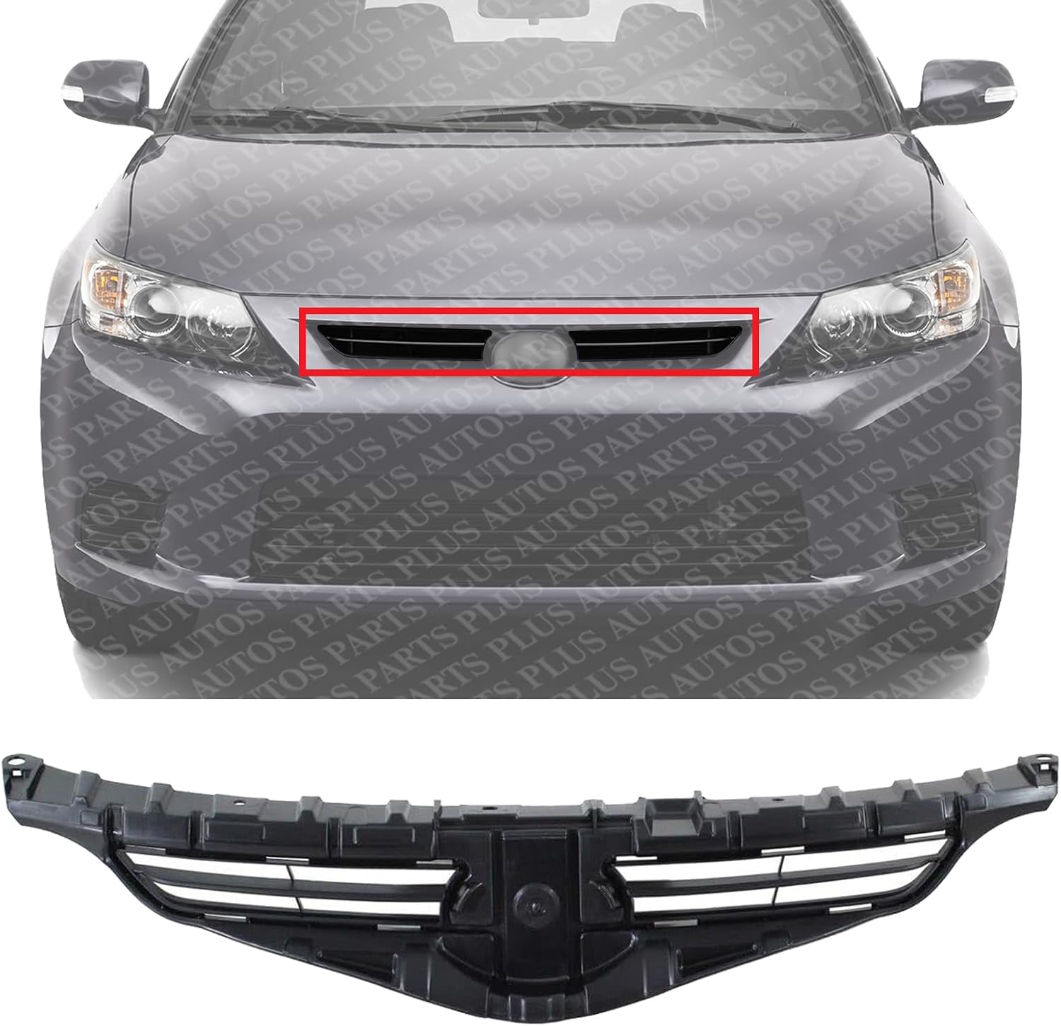 Front Grille Assembly Textured Black Shell And Insert Plastic Direct Replacement Compatible With 2011-2013 Scion tC SC1200107 5311121180
