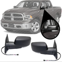 Front Mirror Power Folding Heated Textured Left Driver & Right Passenger Side Direct Replacement Compatible With Ram 1500 2013-2018/2500 2013-2017 DG100ER-S DG100EL-S