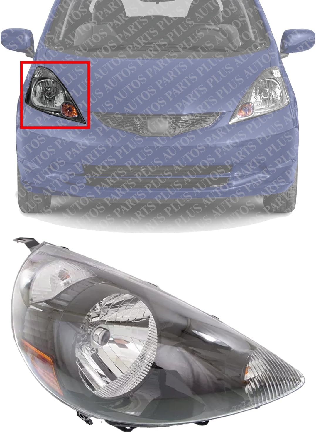 Front Head Light Assembly Black Interior Right Passenger Side Direct Replacement Compatible With 2007-2008 Honda Fit 33101SLNA01ZC-PFM