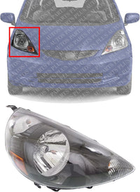 Front Head Light Assembly Black Interior Right Passenger Side Direct Replacement Compatible With 2007-2008 Honda Fit 33101SLNA01ZC-PFM