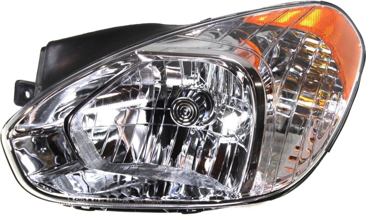 Set Of 2 Front Head Light Halogen Assembly Left Driver & Right Passenger Side Direct Replacement Compatible With 2007-2011 Hyundai Accent HY2502144 HY2503144 921011E011 921021E011