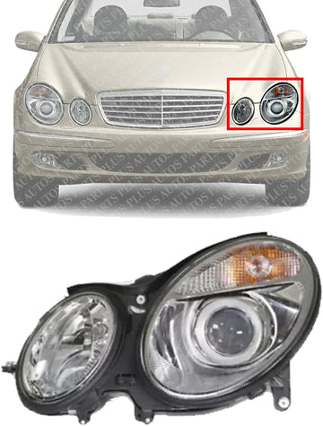 Front Head Light Assembly Left Driver Side Direct Replacement Compatible With 2003-2006 Mercedes Benz E-Class MB2502108 2118200361