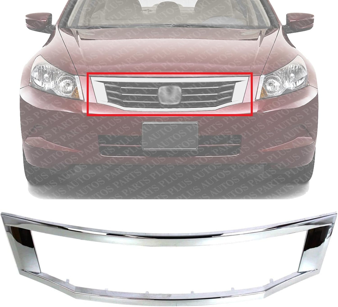 Front Grille Molding Chrome Direct Replacement Compatible With 2008-2010 Honda Accord HO1202104 71126TA5A00