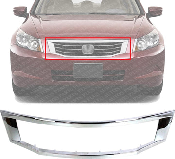 Front Grille Molding Chrome Direct Replacement Compatible With 2008-2010 Honda Accord HO1202104 71126TA5A00