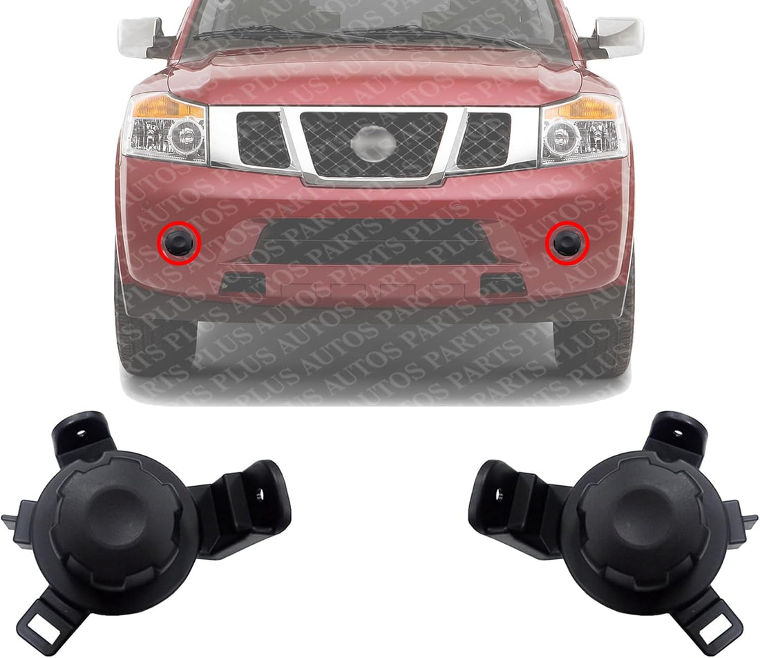 Set Of 2 Front Fog Lamp Cover Primed Right Passenger & Left Driver Side Direct Replacement Compatible With 2008-2015 Nissan Armada NI1039153 NI1038153 62257ZQ00A 62256ZQ00A