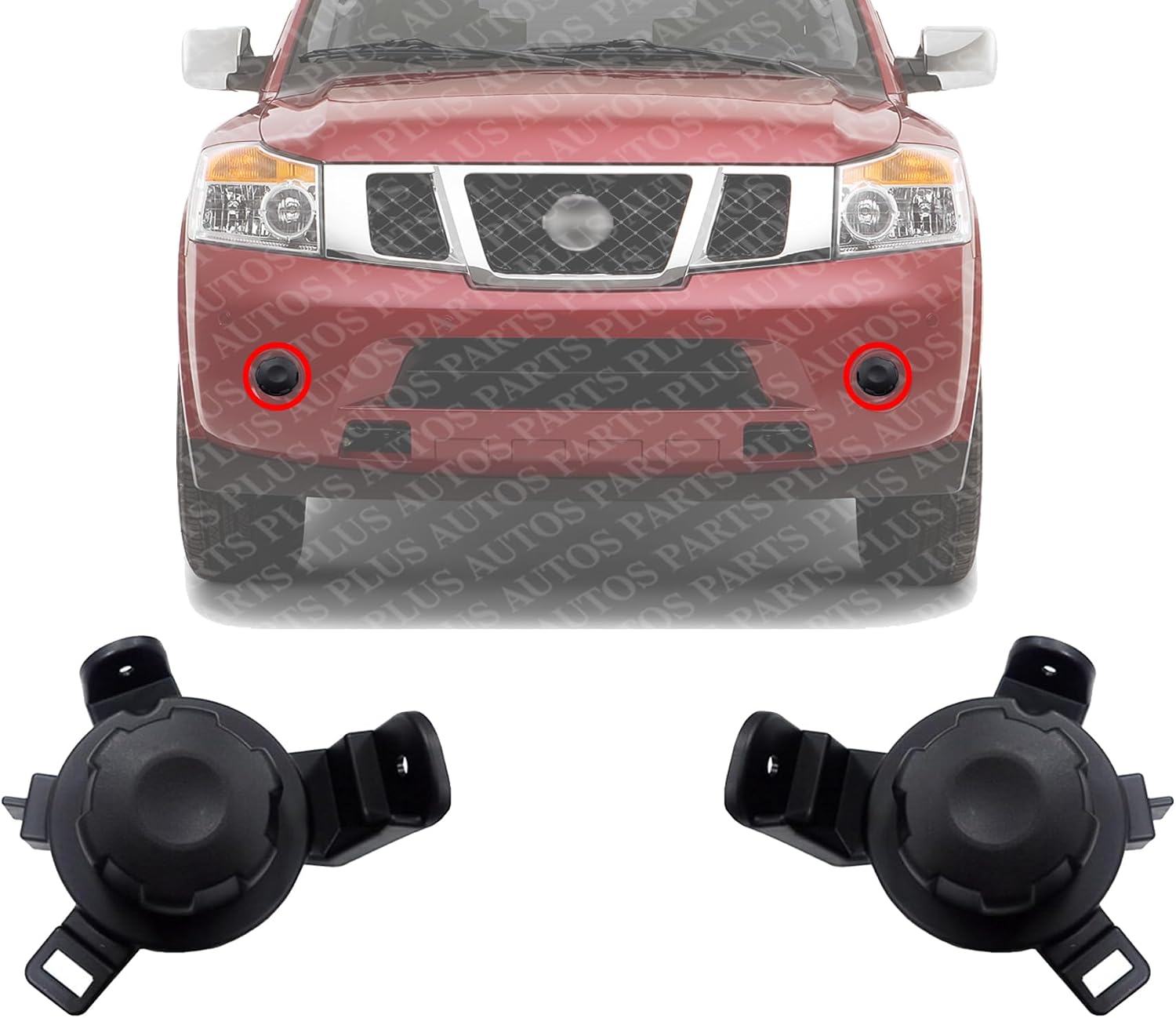 Set Of 2 Front Fog Lamp Cover Primed Right Passenger & Left Driver Side Direct Replacement Compatible With 2008-2015 Nissan Armada NI1039153 NI1038153 62257ZQ00A 62256ZQ00A