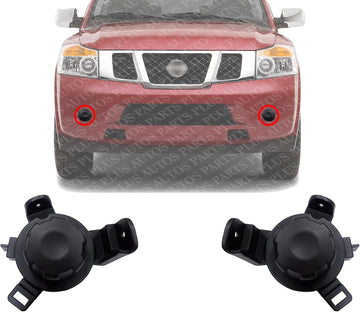 Set Of 2 Front Fog Lamp Cover Primed Right Passenger & Left Driver Side Direct Replacement Compatible With 2008-2015 Nissan Armada NI1039153 NI1038153 62257ZQ00A 62256ZQ00A