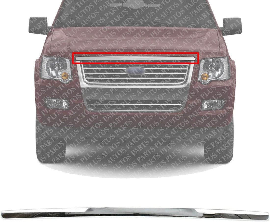 AUTOS PARTS PLUS Front Hood Molding Assembly Chrome Direct Replacement Compatible With 2006-2010 Ford Explorer FO1235105 6L2Z16856AA