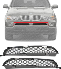 Set Of 2 Front Bumper Upper Grille Right Passenger & Left Driver Side Direct Replacement Compatible With 2004-2006 BMW X5 BM1039139 BM1038139 51117116398 51117116397