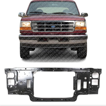 Autos Parts Plus Front Radiator Support Assembly Steel Direct Replacement Compatible With 1992-1997 Ford F-Series FO1225122 F4TZ16138B