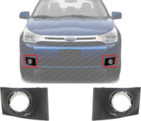 Set Of 2 Front Fog Lamp Molding Primed Plastic Right Passenger & Left Driver Side Direct Replacement Compatible With 2008-2011 Ford Focus FO2599101 FO2598101 8S4Z15266AA 8S4Z15266AB