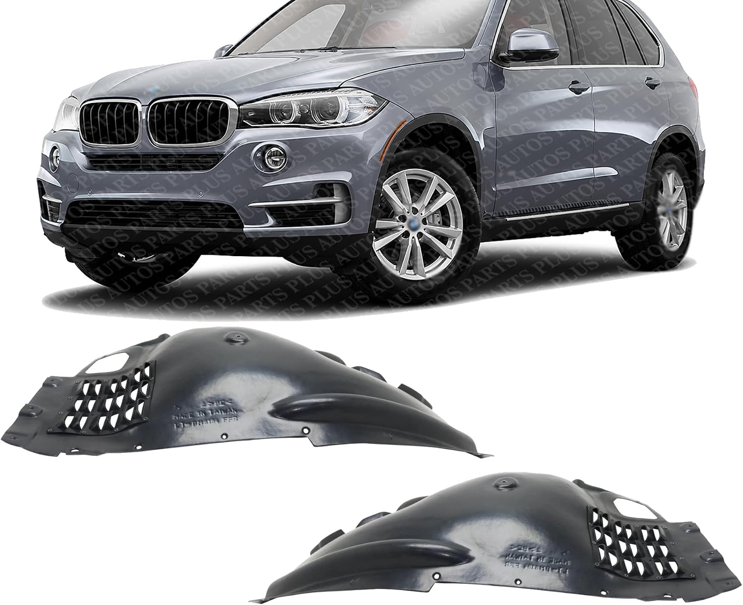 Set Of 2 Front Section Fender Liner Right Passenger & Left Driver Side Direct Replacement Compatible With 2014-2018 BMW X5 BM1249152 BM1248152 51717290854 51717325616 51717290853