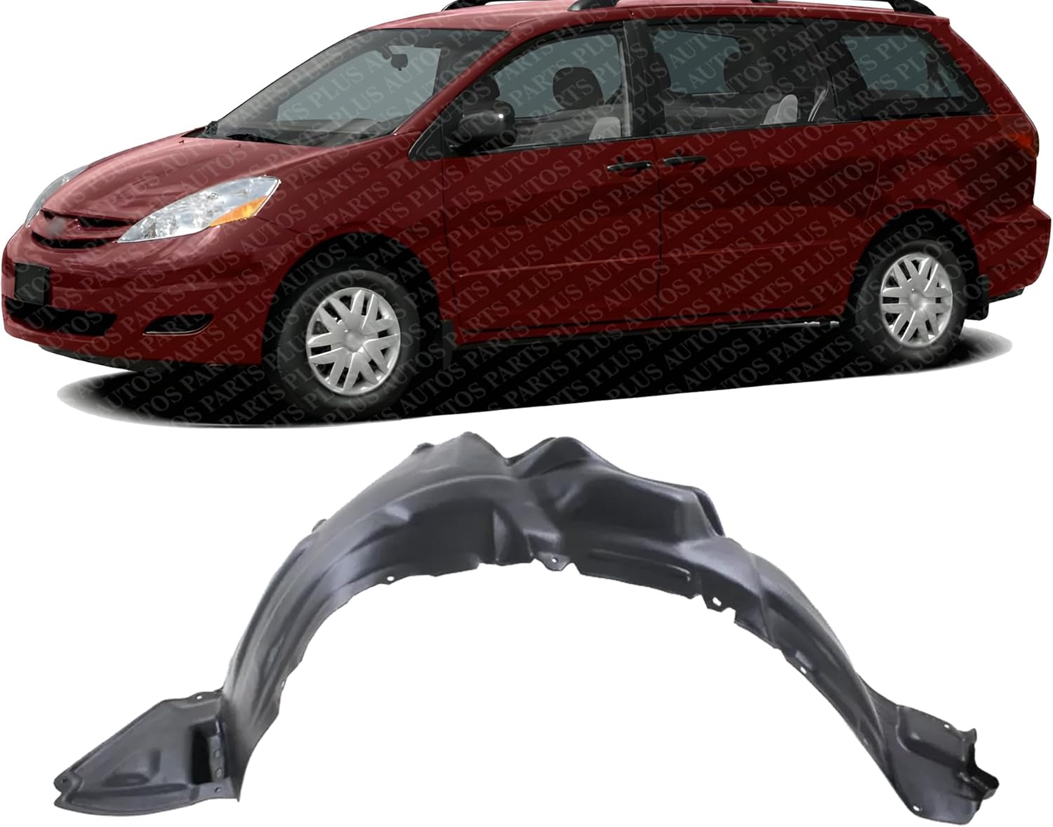 Front Fender Liner Left Driver Side Direct Replacement Compatible With 2006-2010 Toyota Sienna TO1248152 53876AE020