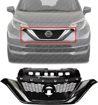 Front Grille Primed Insert Plastic With Chrome Molding Direct Replacement Compatible With 2017-2019 Nissan Versa Note NI1200290 623109ME0A