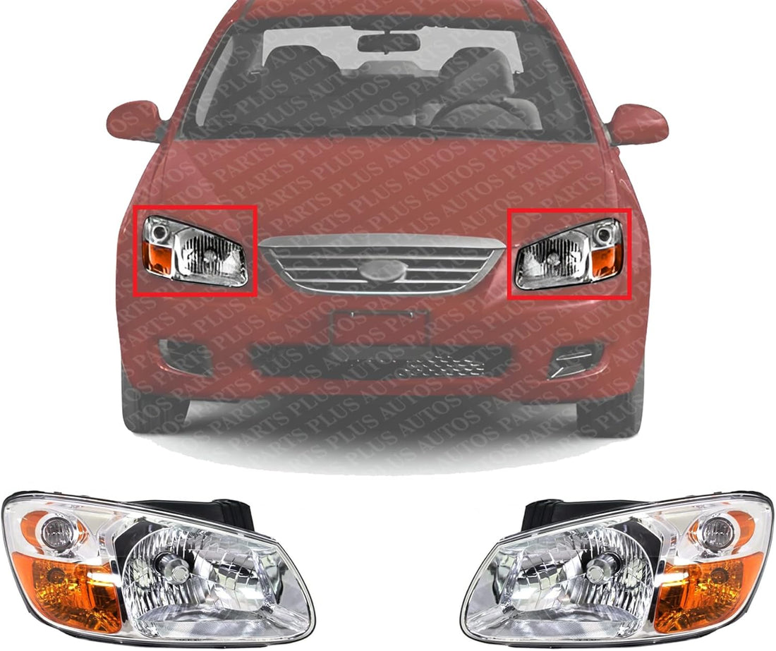 Set Of 2 Front Headlight Assembly Right Passenger & Left Driver Side Direct Replacement Compatible With 2007-2009 Kia Spectra KI2502128 KI2503128 921012F530 921022F530