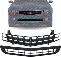 Front Upper Textured & Lower Grille Primed Shell and Insert Plastic Direct Replacement Compatible With Chevrolet Camaro 2010-2013 92243533 92228228 GM1200620 GM1036125