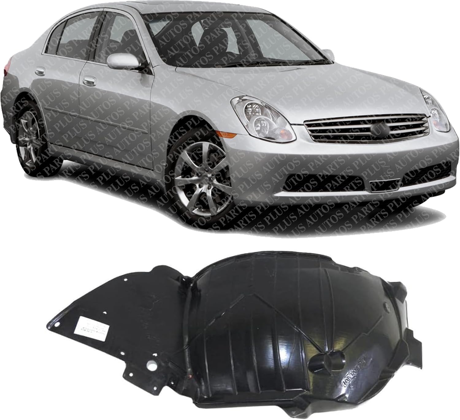 Front Section Fender Liner Right Passenger Side Direct Replacement Compatible With 2005-2006 Infiniti G35 IN1251108 63844AC500