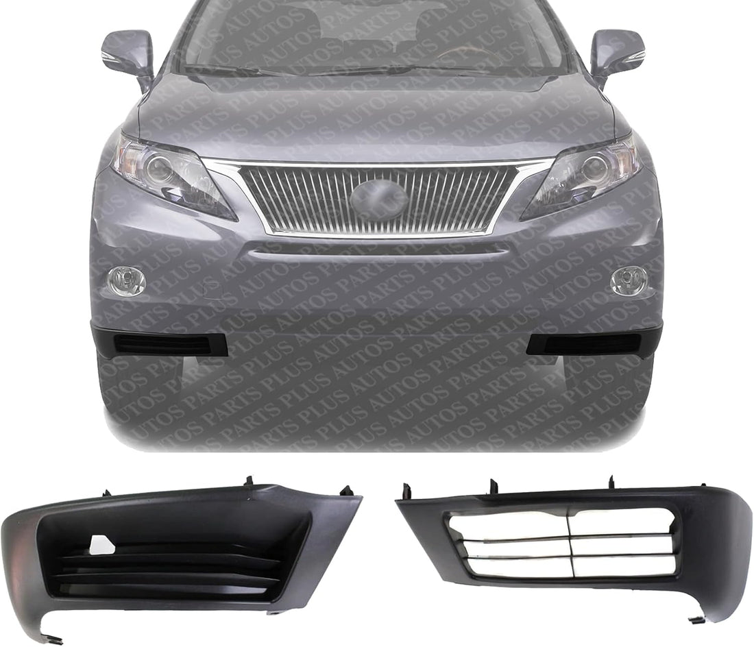 Set Of 2 Front Bumper End Cap Primed Plastic Right Passenger & Left Driver Side Direct Replacement Compatible With 2010-2012 Lexus RX350 / RX450H LX1017100 LX1016100 527110E020