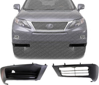 Set Of 2 Front Bumper End Cap Primed Plastic Right Passenger & Left Driver Side Direct Replacement Compatible With 2010-2012 Lexus RX350 / RX450H LX1017100 LX1016100 527110E020