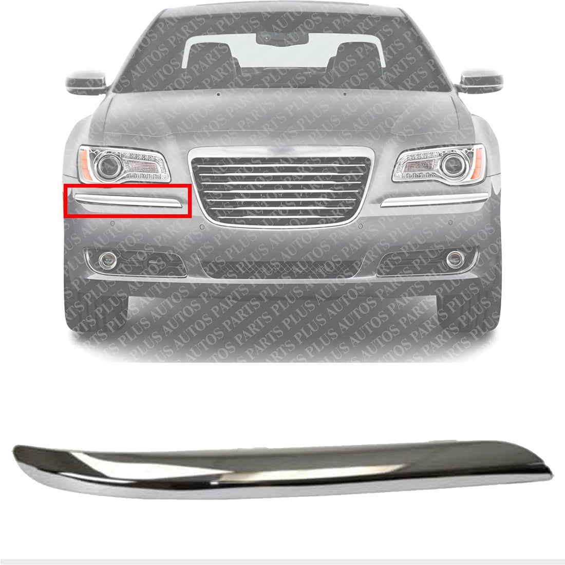 Front Bumper Molding Chrome Right Passenger Side Direct Replacement Compatible With 2011-2014 Chrysler 300 CH1047103 68127940AB