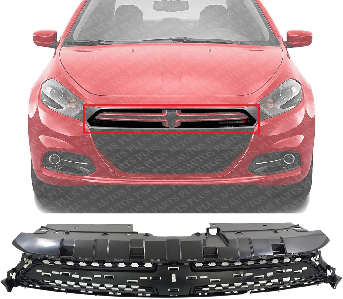 Front Grille Textured Shell And Insert Direct Replacement Compatible With 2013-2016 Dodge Dart CH1200378 68081408AE
