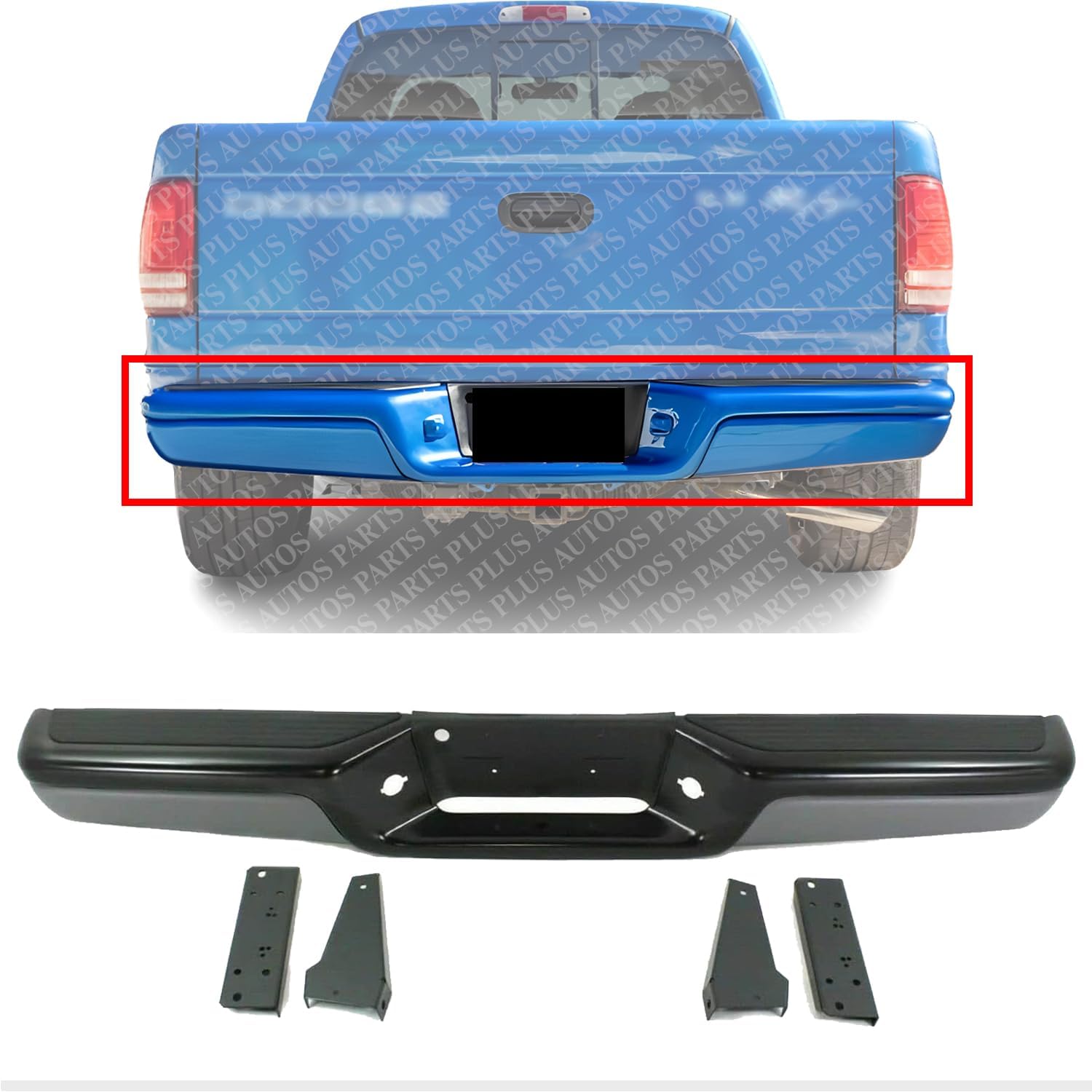 Step Bumper Face Bar With Pad & Mounting Bracket Direct Replacement Compatible With 1997-2004 Dodge Dakota CH1103104
