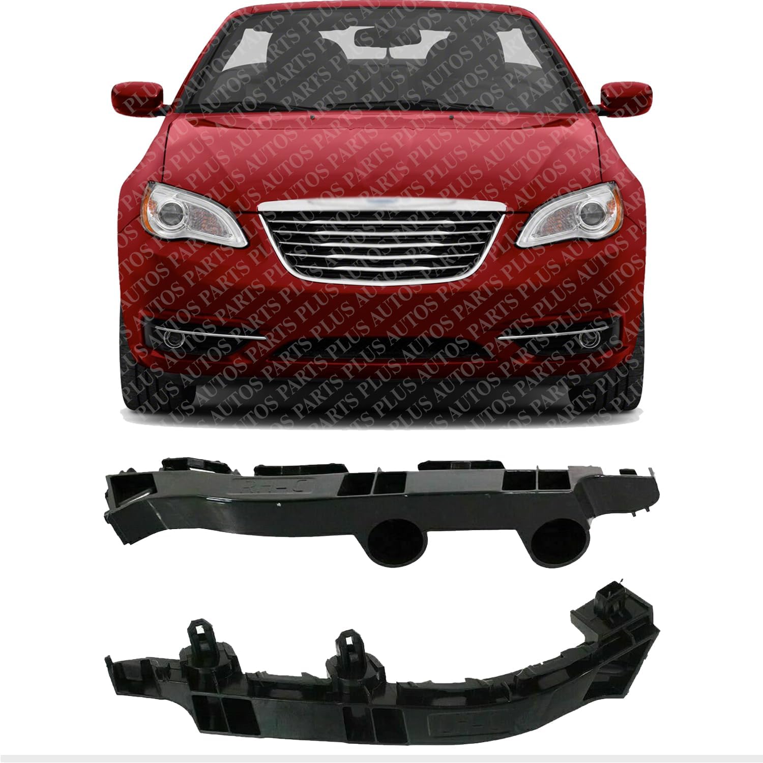 Set Of 2 Front Bumper Bracket Left Driver & Right Passenger Side Direct Replacement Compatible With 2011-2014 Chrysler 200 CH1043101 CH1042101 68081882AD 68081883AD