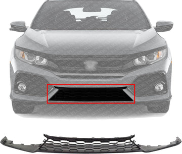 Front Bumper Lower Grille Textured Plastic Direct Replacement Compatible With 2017-2019 Honda Civic HO1036128 71102TGGA00