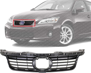 Front Grille Painted Dark Gray Shell And Insert Plastic Direct Replacement Compatible With 2011-2013 Lexus CT200h LX1200139 5311176900