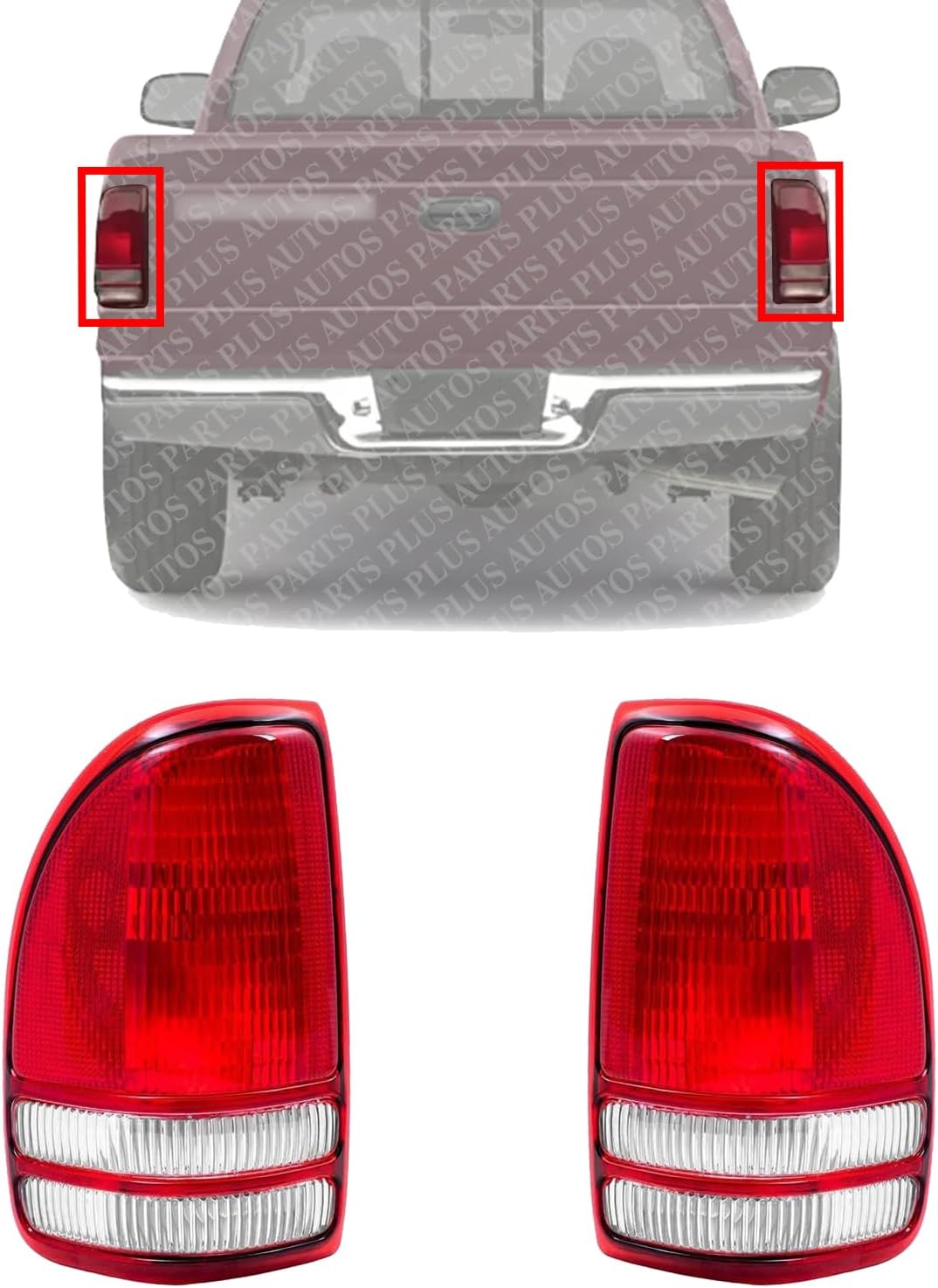 Set Of 2 Tail Light Lens And Housing Right Passenger & Left Driver Side Direct Replacement Compatible With 1997-2004 Dodge Dakota CH2801126 CH2800126 55055112 55055113