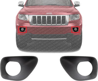 Set Of 2 Front Fog Light Molding Primed Plastic Without Chrome Trim Left Driver & Right Passenger Side Direct Replacement Compatible With 2011-2013 Jeep Grand Cherokee