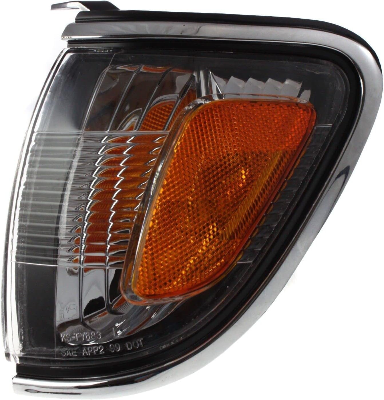 Set Of 2 Front Corner Light Assembly With Chrome Trim Right Passenger & Left Driver Side Direct Replacement Compatible With 2001-2004 Toyota Tacoma TO2521161 TO2520161 8161004080