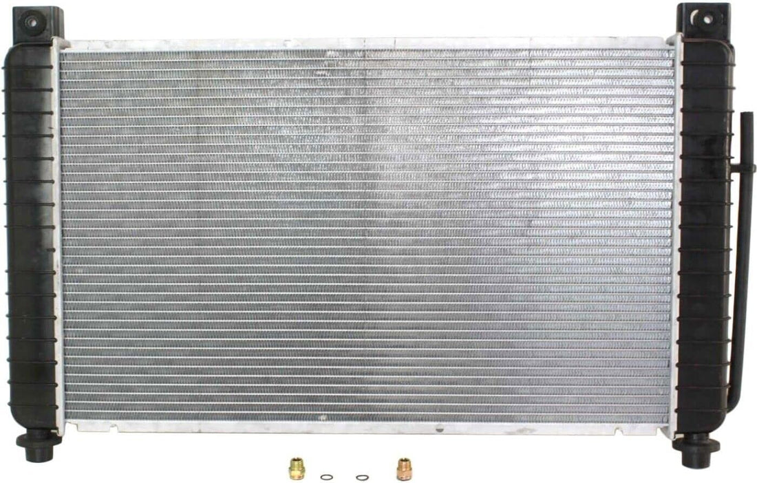 Front Radiator 28 in x 17 in Core Without Rear Auxiliary A/C Direct Replacement Compatible with 1999-2004 Chevrolet Silverado/GMC Sierra 1500 GM3010436 15193110