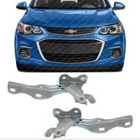 Set Of 2 Front Hood Hinge Steel Left Driver & Right Passenger Side Direct Replacement Compatible With 2012-2020 Chevrolet Sonic GM1236140 GM1236141 95462342 95292251