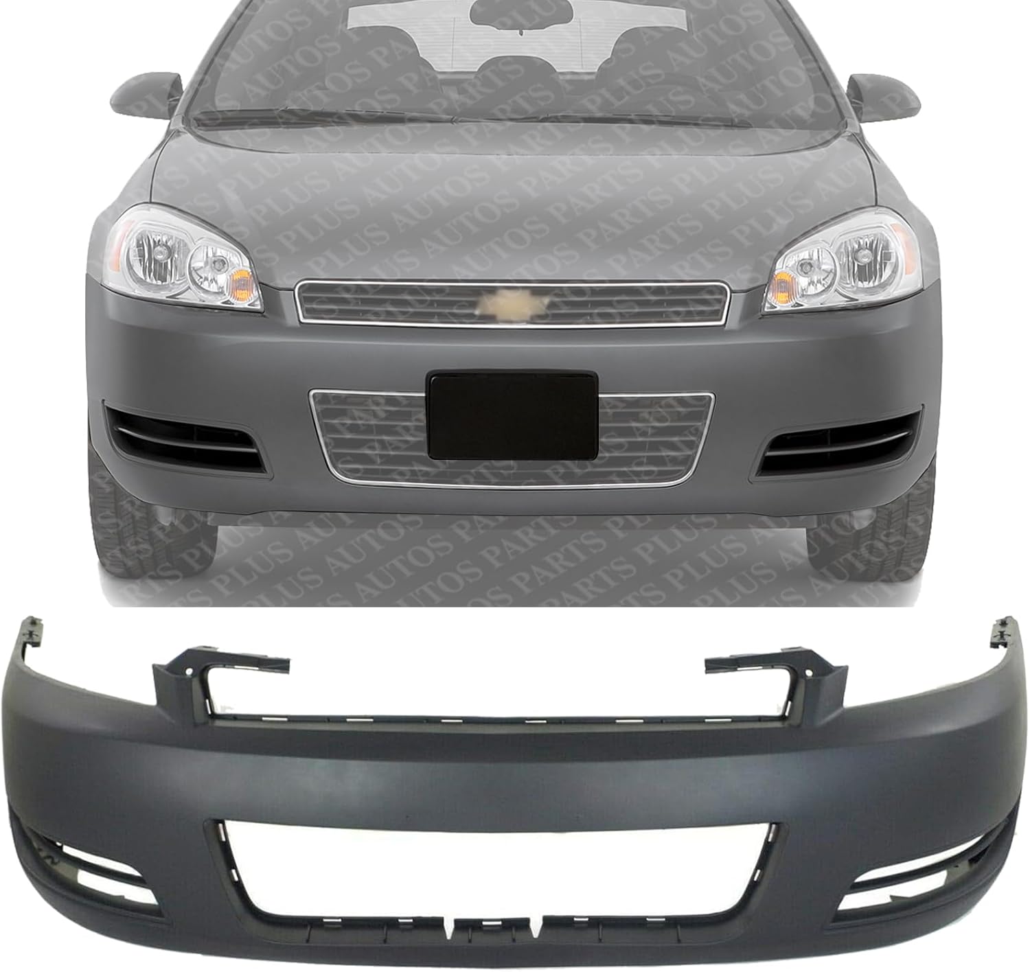 Front Bumper Cover Primed Without Fog Light Holes Direct Replacement Compatible With 2006-2013 Chevrolet Impala / 2014-2016 Limited GM1000763 89025047
