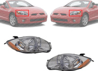 Set Of 2 Head Light Assembly Halogen Right Passenger & Left Driver Side Direct Replacement Compatible With 2006-2007 Mitsubishi Eclipse MI2502138 MI2503138 8301A507 8301A508