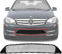 Front Bumper Center Grille Textured Plastic Direct Replacement Compatible With 2008-2011 Mercedes Benz C-Class MB1036120 2048850153