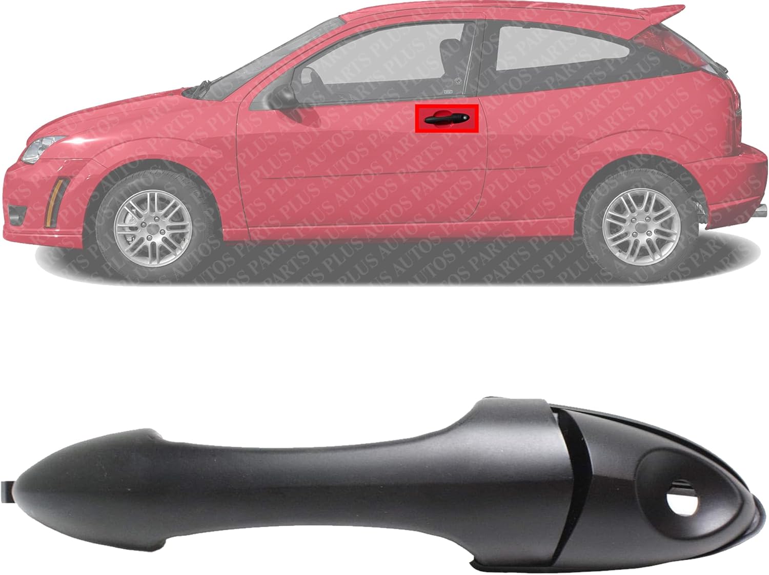 Front Outside Door Handle Smooth Black Left Driver Side Direct Replacement Compatible with 2000-2007 Ford Focus FO1310142 2T2Z7822404BAPTM