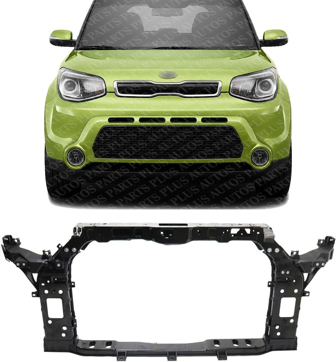 Front Radiator Support Assembly Plastic With Steel Direct Replacement Compatible With 2014-2017 Kia Soul KI1225163 64101B2000