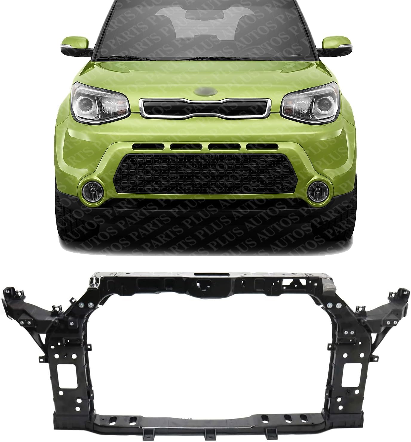 Front Radiator Support Assembly Plastic With Steel Direct Replacement Compatible With 2014-2017 Kia Soul KI1225163 64101B2000