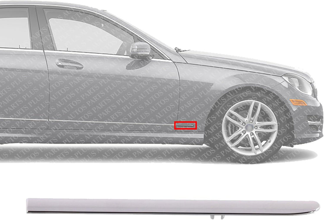 Front Fender Molding Trim Chrome Right Passenger Side Direct Replacement Compatible with 2007-2014 Mercedes Benz CL-Class MB1293117 2216904080