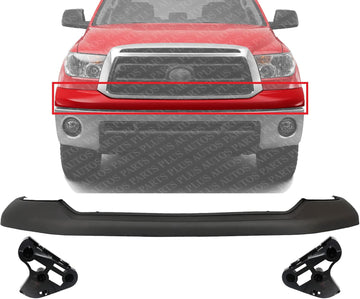 Front Bumper Upper Cover Primed + Support Brackets Left Driver & Right Passenger Side Direct Replacement Compatible With 2007-2013 Toyota Tundra TO1014100 TO1067170 TO1066170
