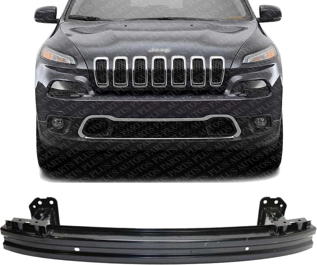 Front Bumper Reinforcement Steel With Tow Hook Holes Direct Replacement Compatible With 2014-2018 Jeep Cherokee CH1006228 68140499AA