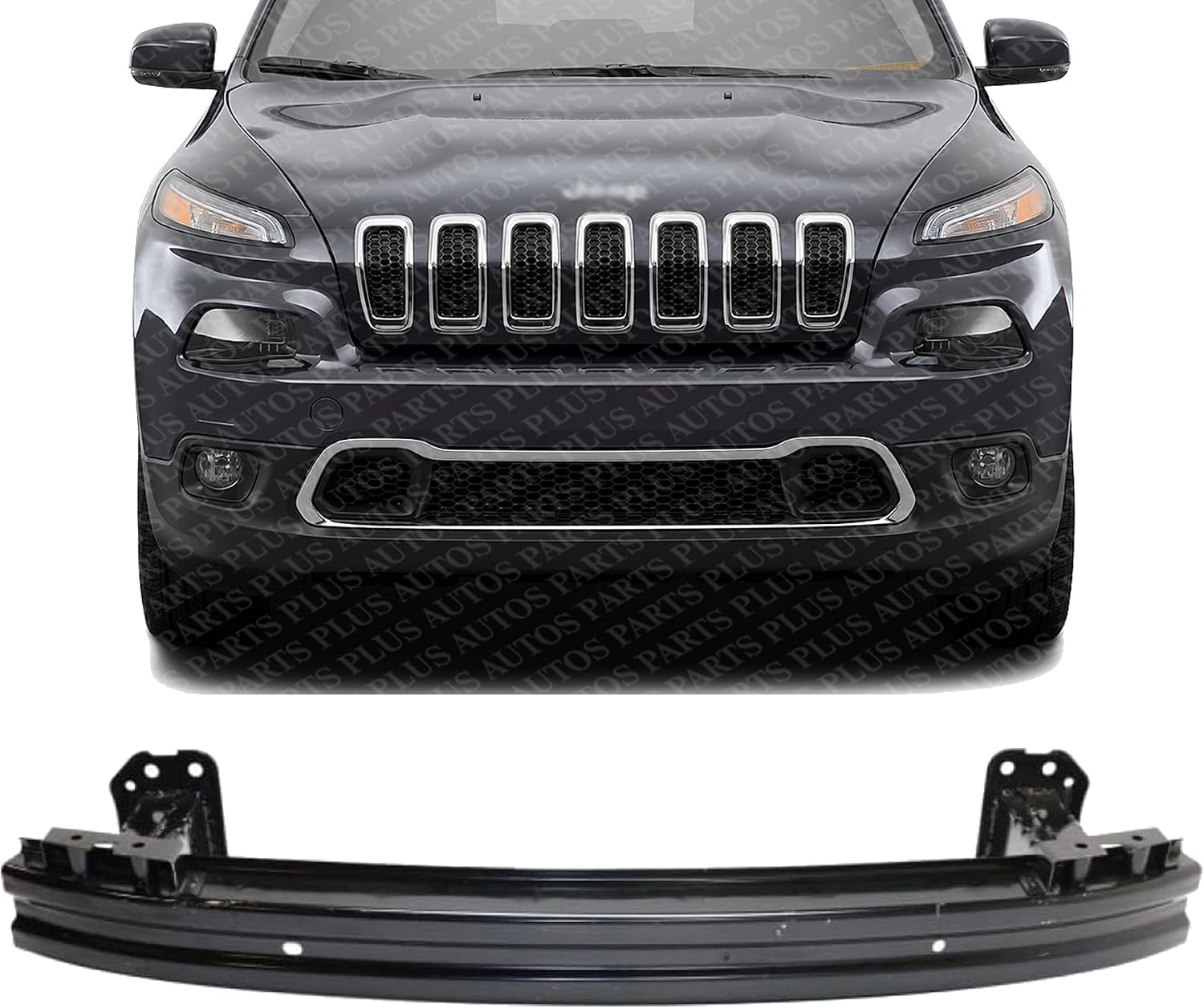 Front Bumper Reinforcement Steel With Tow Hook Holes Direct Replacement Compatible With 2014-2018 Jeep Cherokee CH1006228 68140499AA