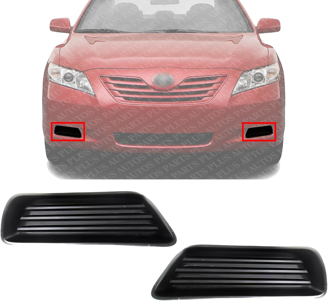 Set Of 2 Front Fog Light Cover Primed Left Driver & Right Passenger Side Direct Replacement Compatible With 2007-2009 Toyota Camry TO2599103 TO2598103 5212706050 5212806050